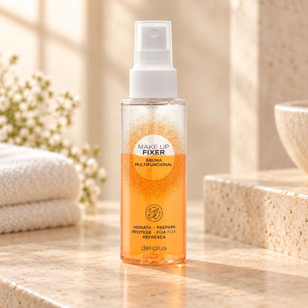 Brume faciale biphasée multifonctionnelle Make Up Fixer Deliplus