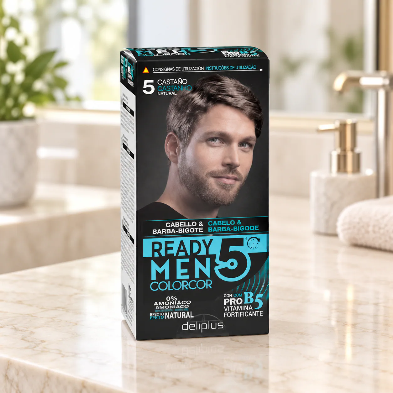 Coloration homme sans ammoniaque Ready Men 5, teinte 5 Châtain naturel Deliplus