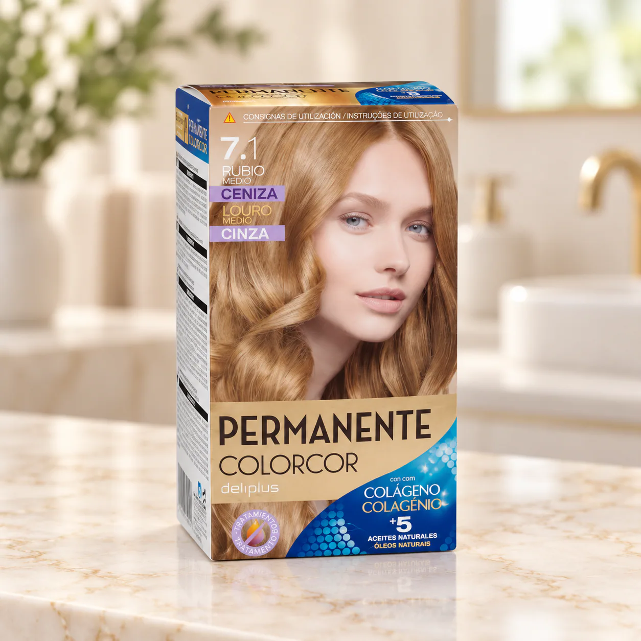Coloration permanente Colorcor 7.1 Blond moyen cendré Deliplus