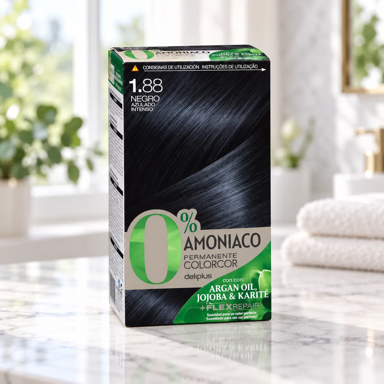 Coloration permanente sans ammoniaque Colorcor 1.88 Noir bleuté intense Deliplus