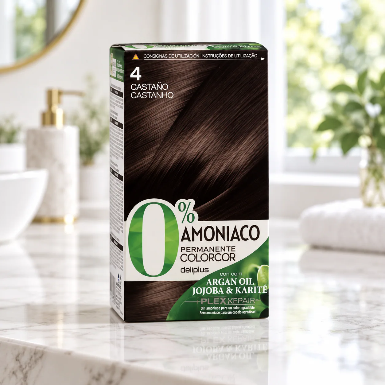 Coloration permanente sans ammoniaque Colorcor 4 Châtain Deliplus