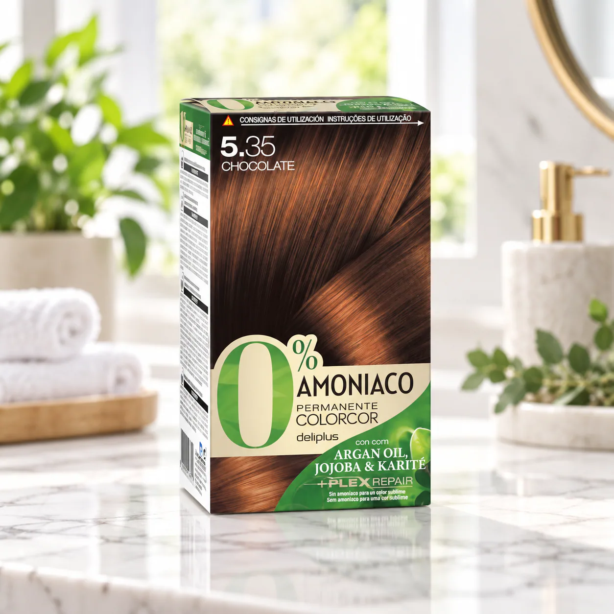 Coloration permanente sans ammoniaque Colorcor 5.35 Chocolat Deliplus