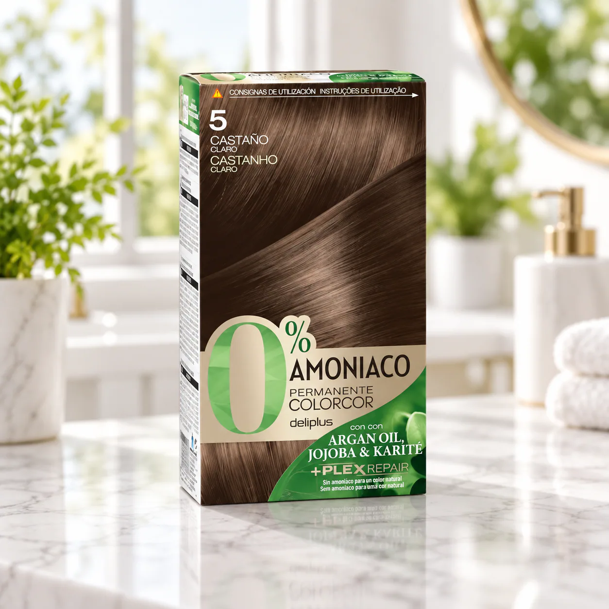 Coloration permanente sans ammoniaque Colorcor 5 Châtain clair Deliplus