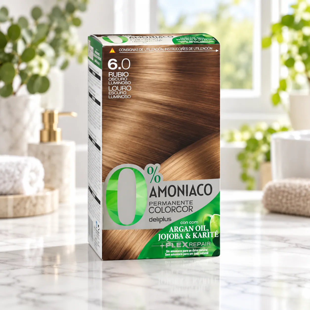 Coloration permanente sans ammoniaque Colorcor 6.0 Blond foncé lumineux Deliplus