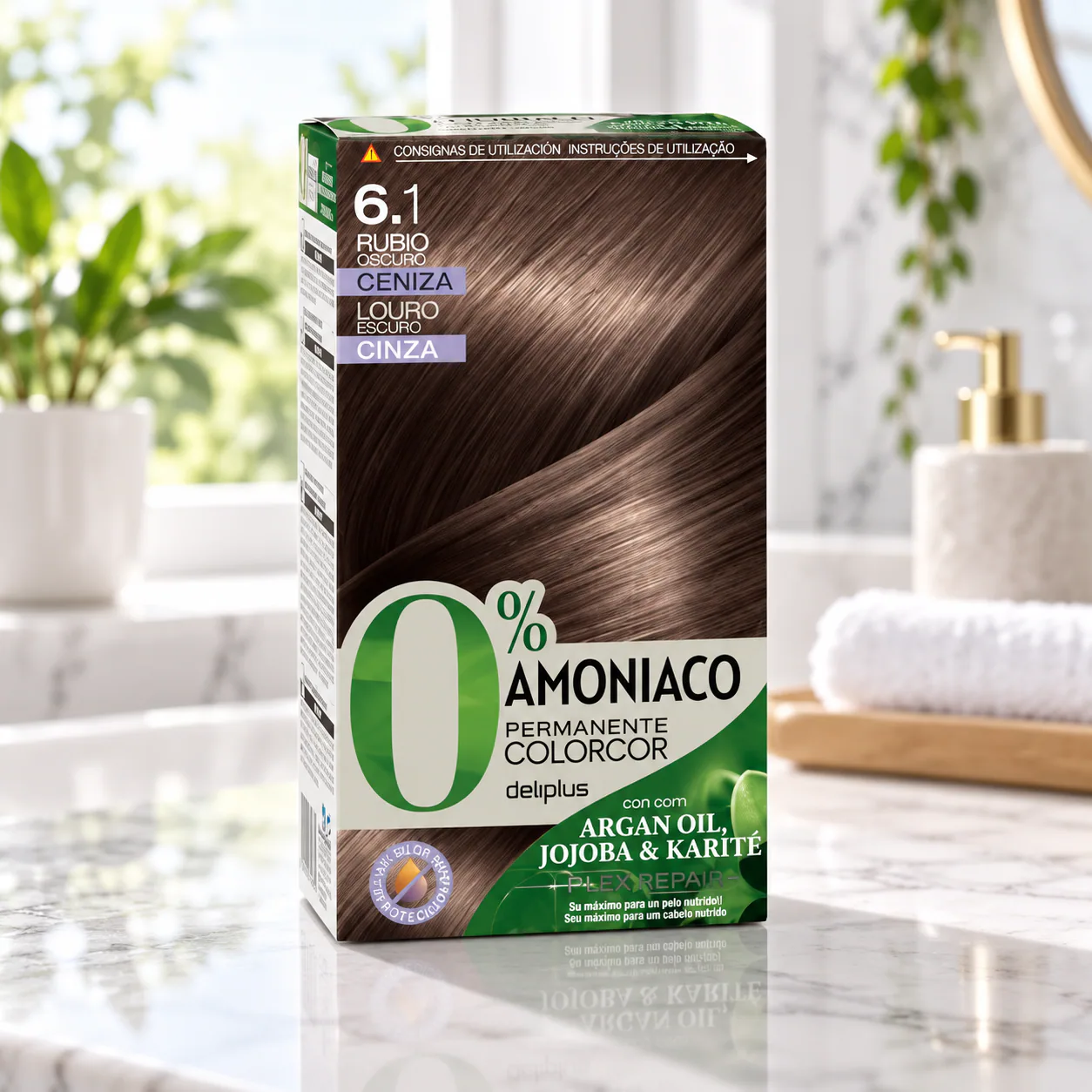 Coloration permanente sans ammoniaque Colorcor 6.1 Blond foncé cendré Deliplus