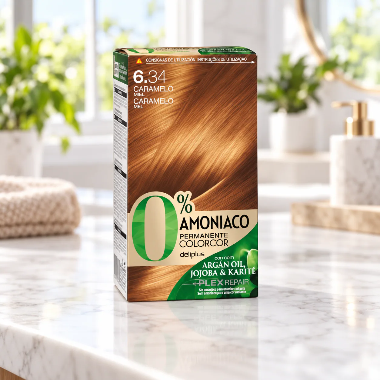 Coloration permanente sans ammoniaque Colorcor 6.34 Caramel miel Deliplus