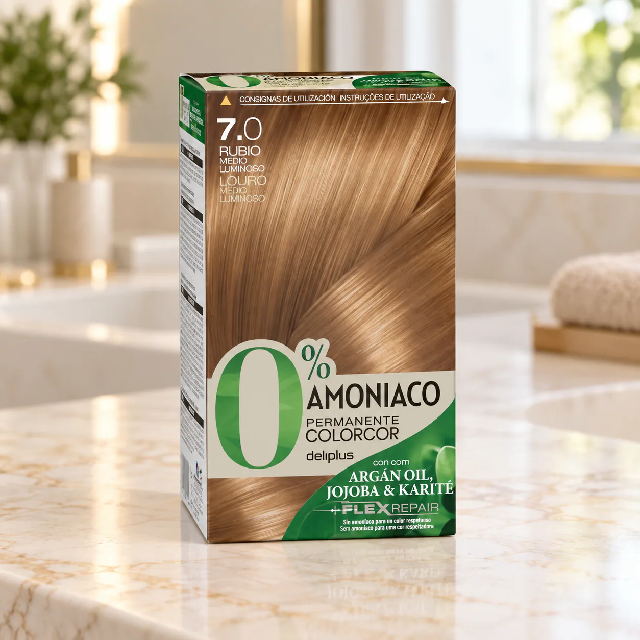 Coloration permanente sans ammoniaque Colorcor 7.0 Blond moyen lumineux Deliplus