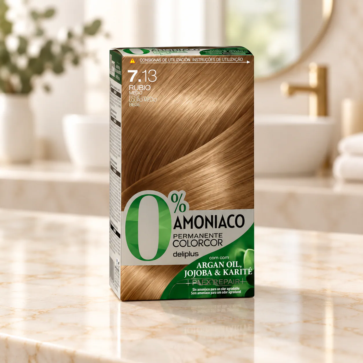 Coloration permanente sans ammoniaque Colorcor 7.13 Blond moyen beige Deliplus