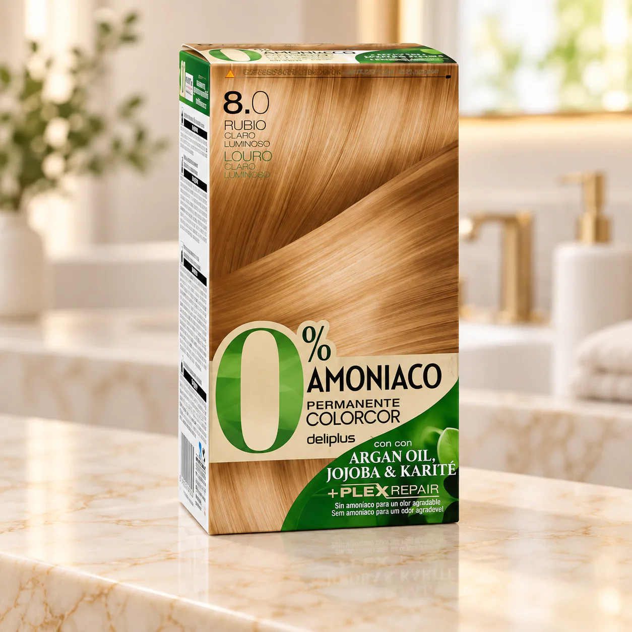 Coloration permanente sans ammoniaque Colorcor 8.0 Blond clair lumineux Deliplus