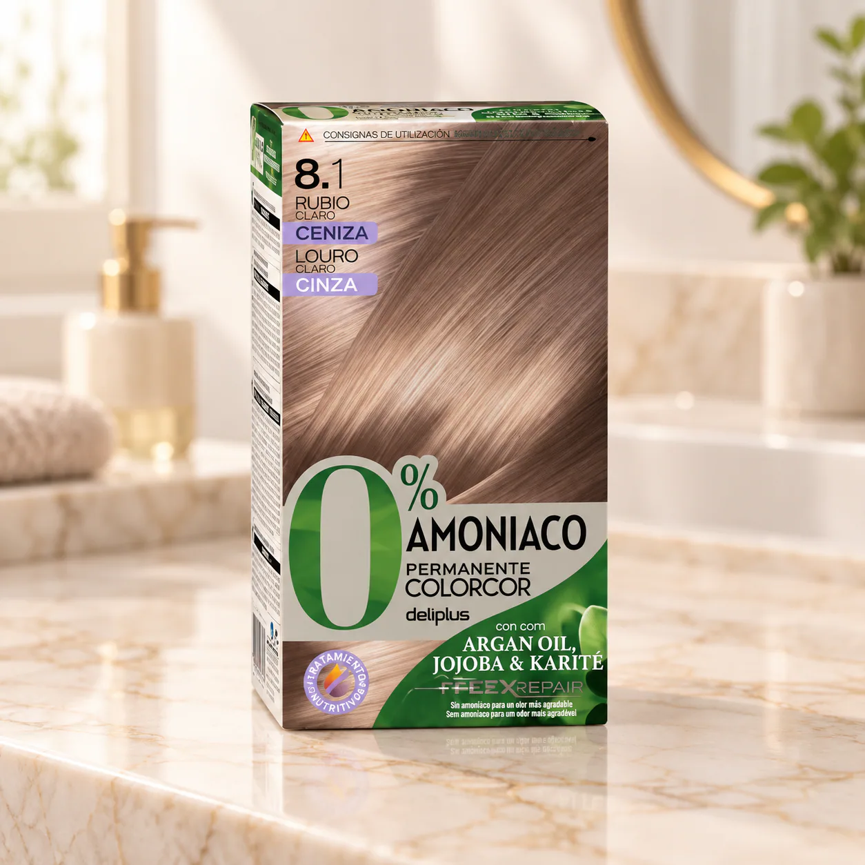 Coloration permanente sans ammoniaque Colorcor 8.1 Blond clair cendré Deliplus