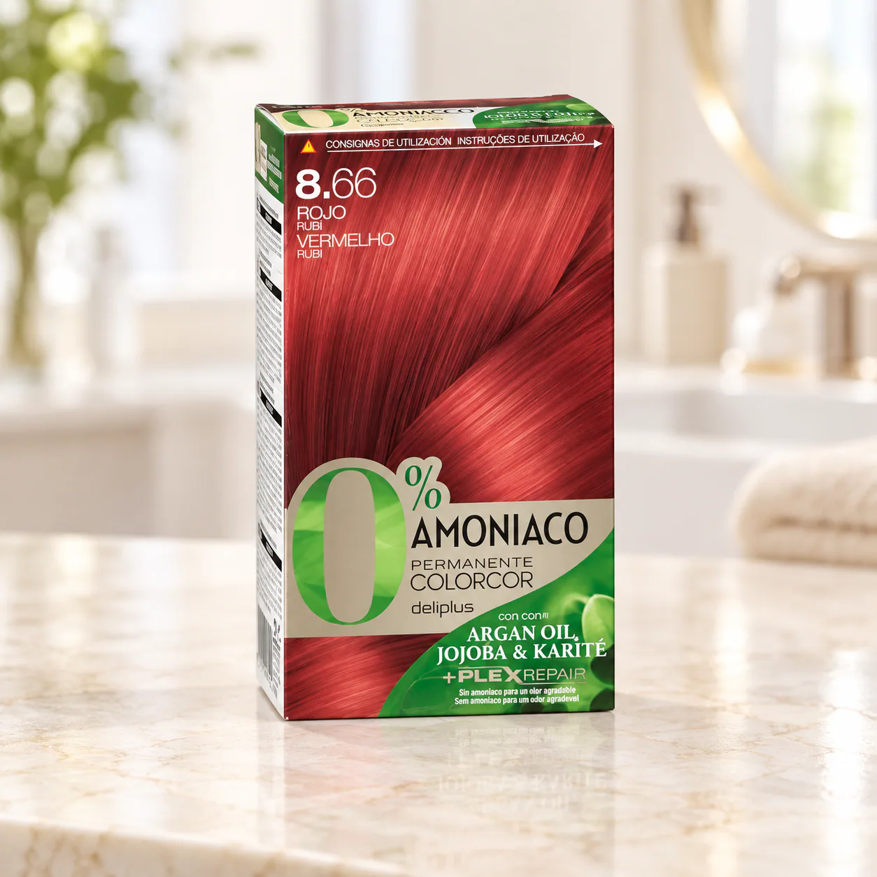 Coloration permanente sans ammoniaque Colorcor 8.66 Rouge rubis Deliplus