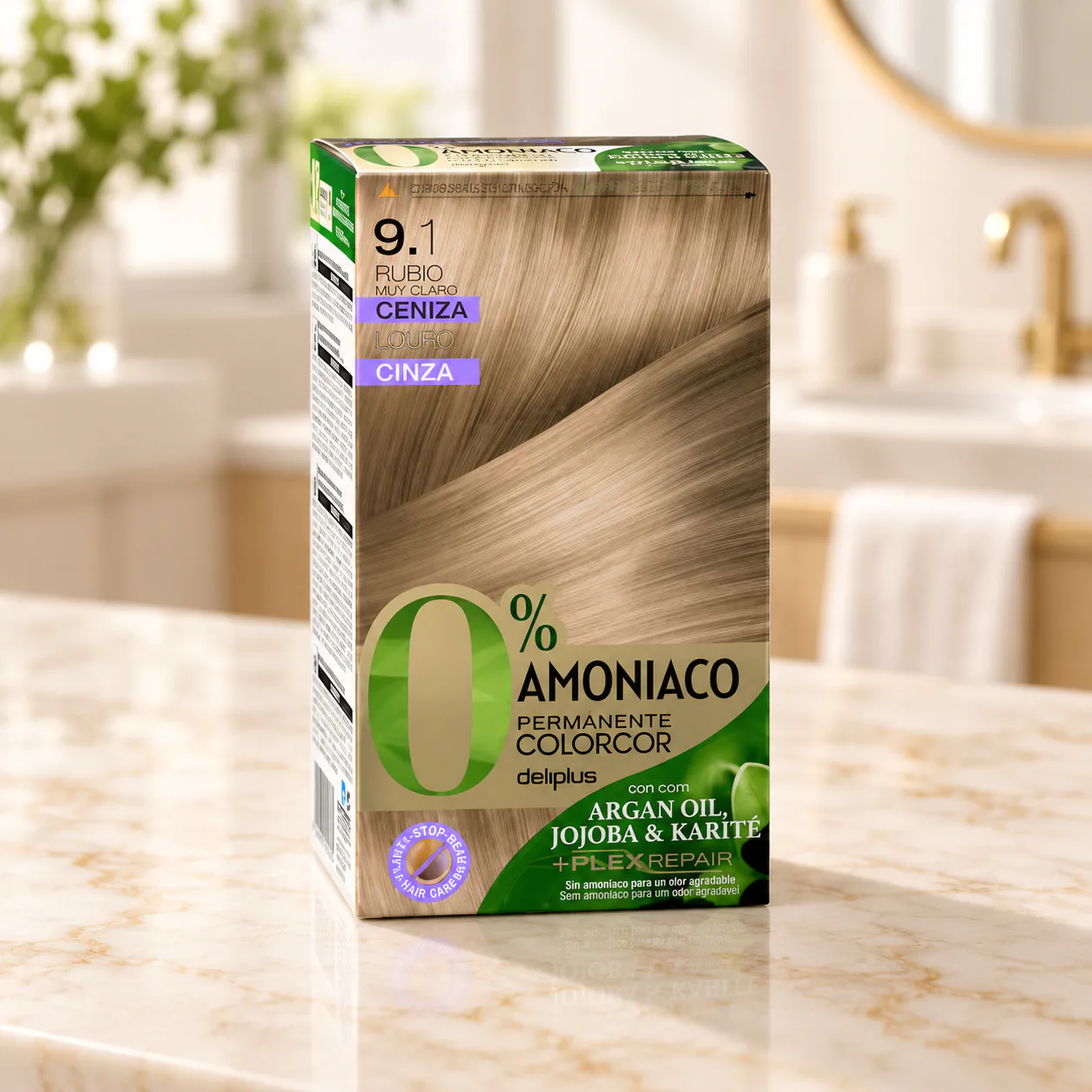 Coloration permanente sans ammoniaque Colorcor 9.1 Blond très clair cendré Deliplus