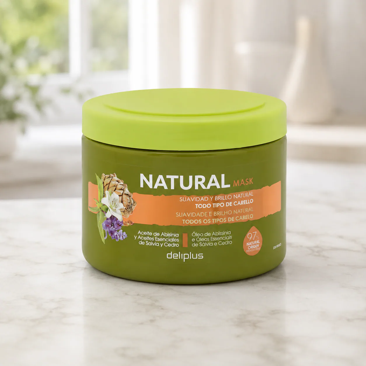 Masque Natural à l’huile d’Abyssinie, sauge et cèdre pour tous types de cheveux Deliplus