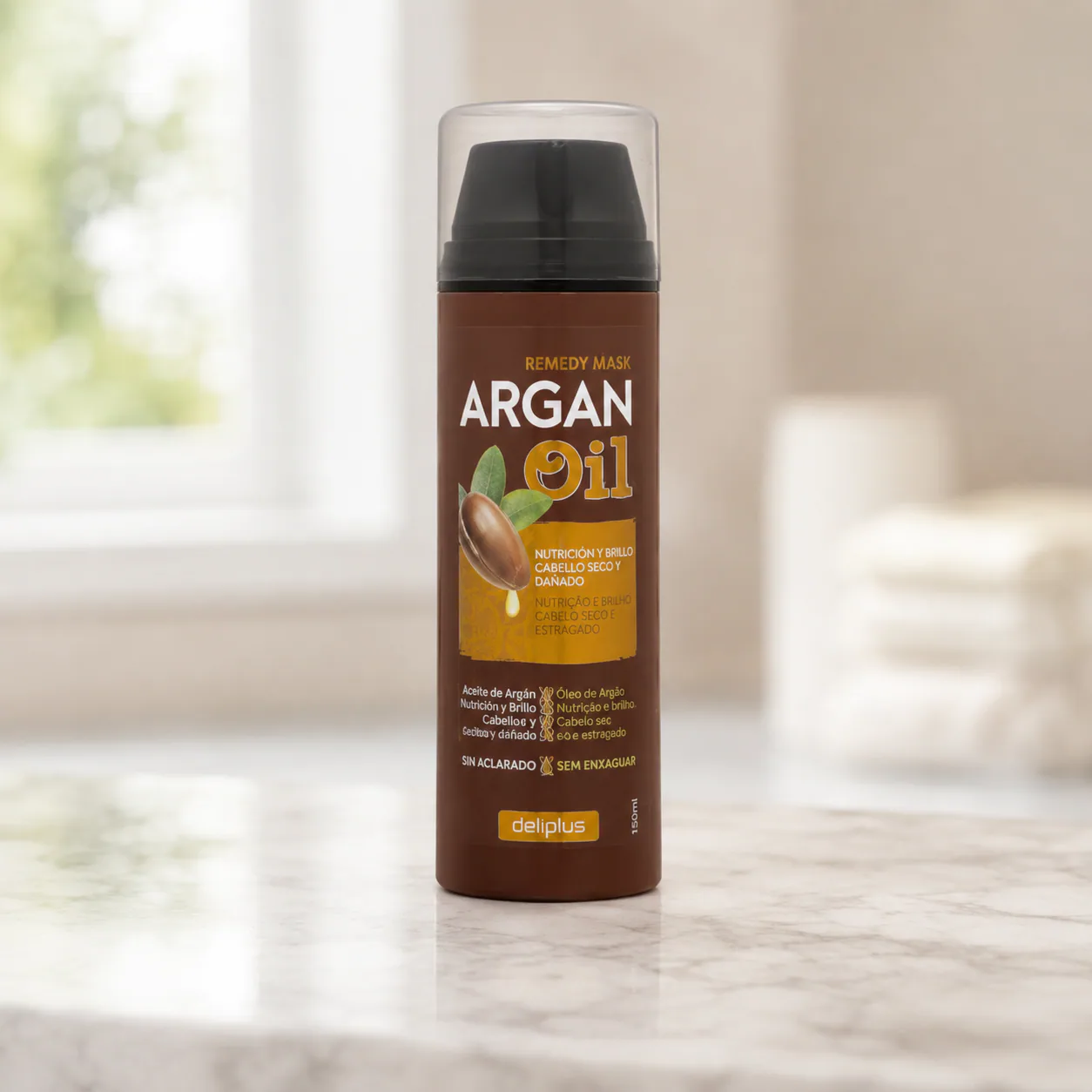 Masque sans rinçage Argan Oil pour cheveux secs et abîmés Deliplus