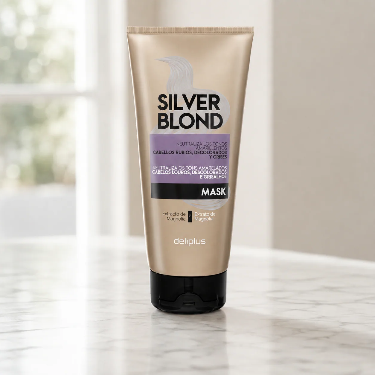 Masque Silver Blond à l’extrait de magnolia pour cheveux blonds, décolorés et gris Deliplus