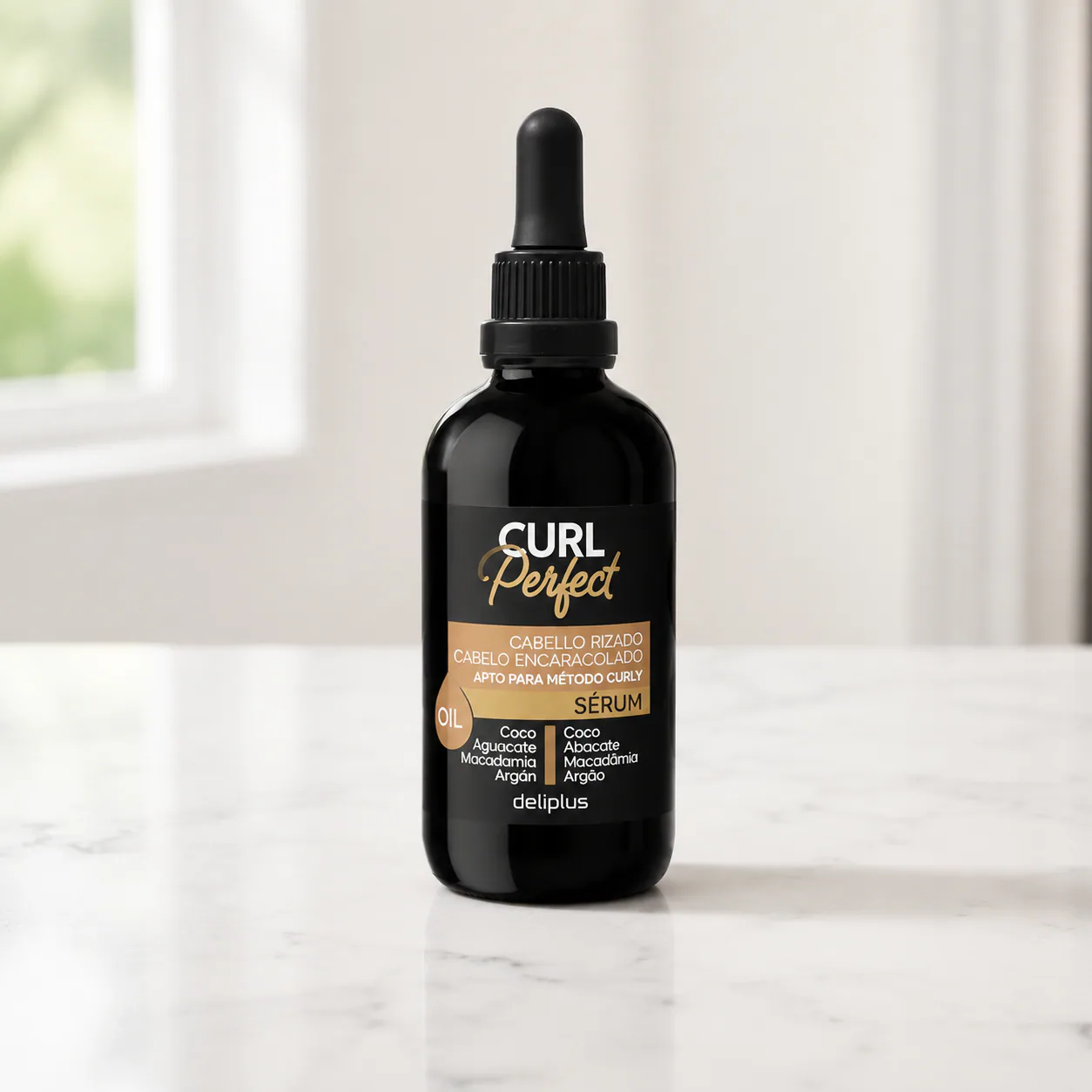 Sérum-huile Curl Perfect pour cheveux bouclés adapté à la méthode Curly Deliplus