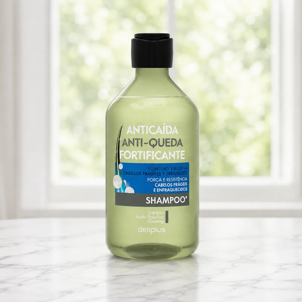 Shampooing antichute fortifiant au ginseng, à la biotine et à l’acide salicylique Deliplus