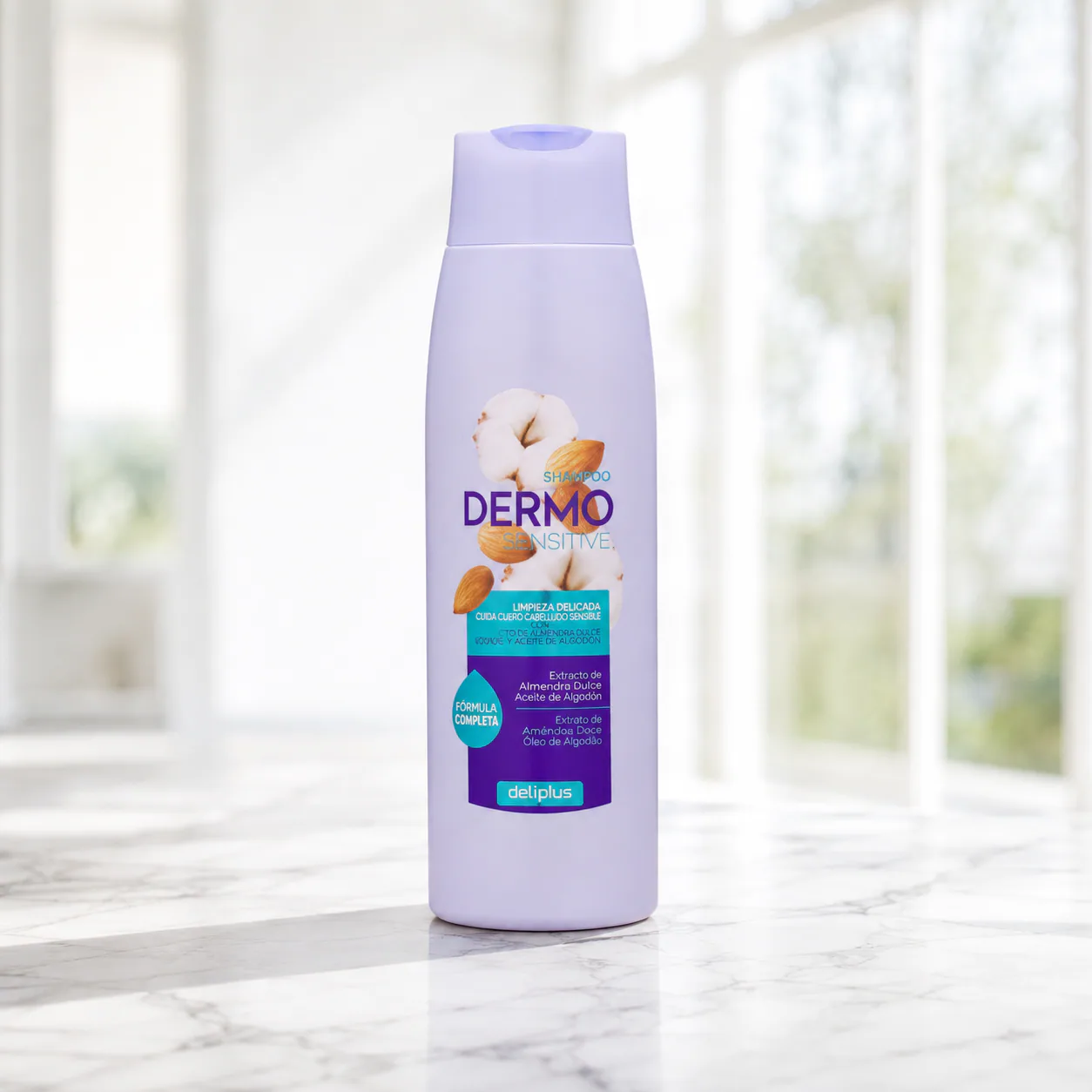 Shampooing Dermo Sensitive à l’amande douce et à l’huile de coton pour cuir chevelu sensible Deliplus