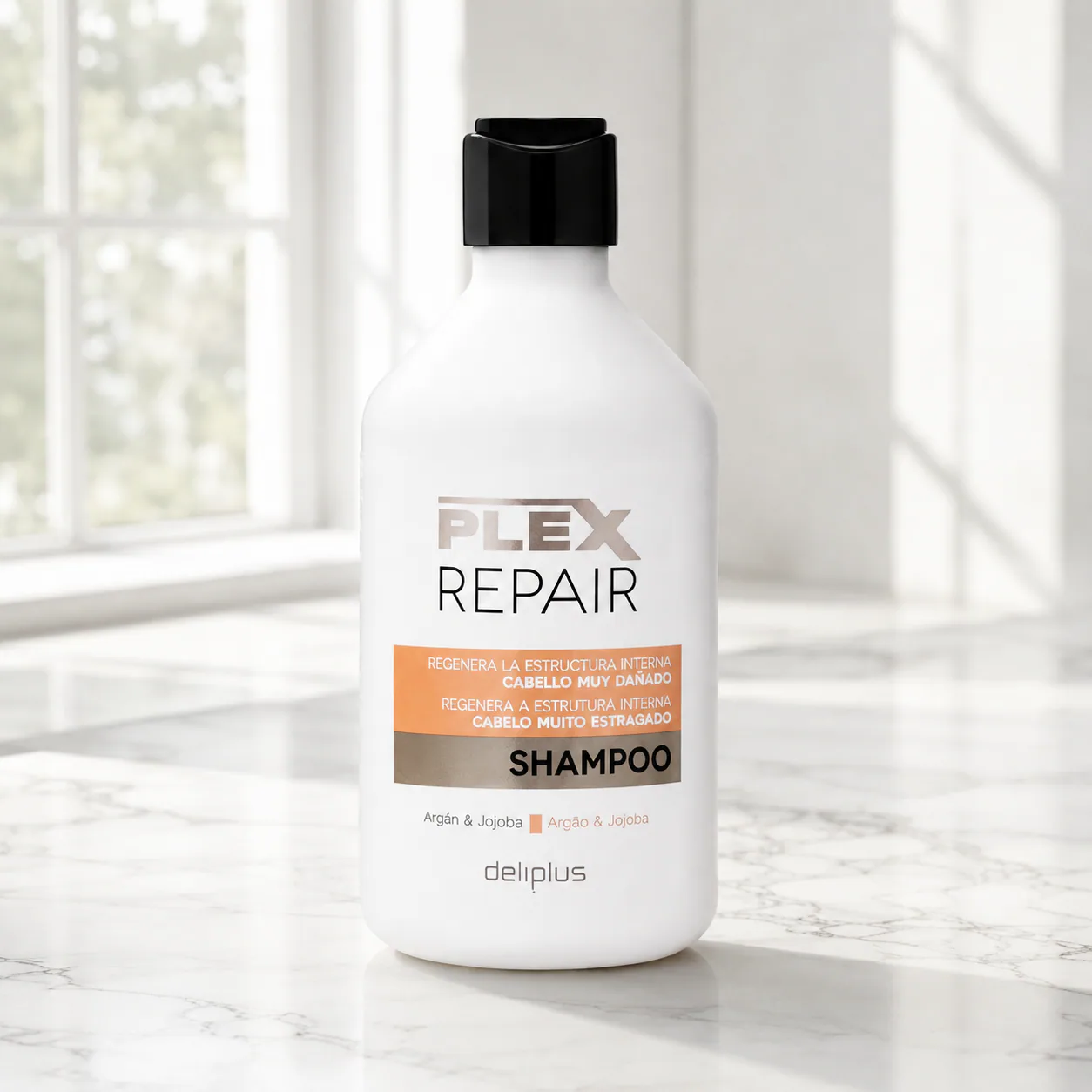 Shampooing Plex Repair à l’argan et au jojoba pour cheveux très abîmés Deliplus