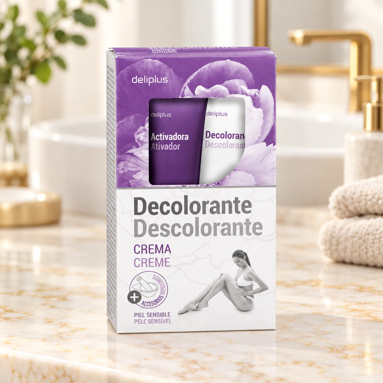 Crème décolorante visage et corps peaux sensibles Deliplus
