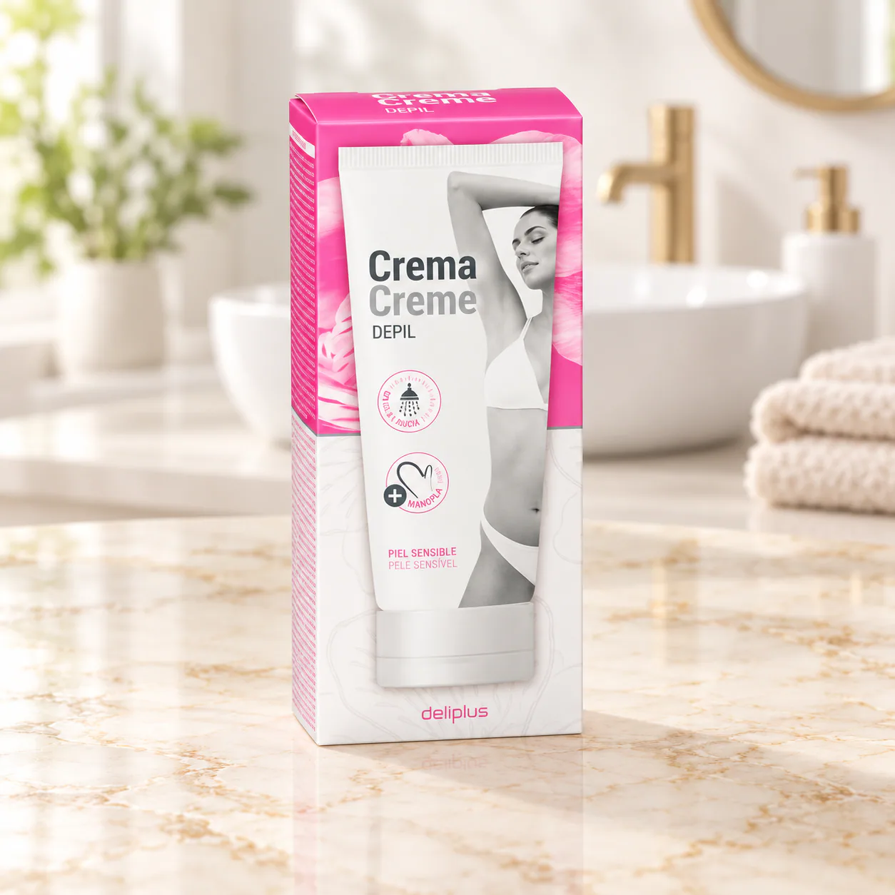 Crème dépilatoire corps sous la douche peaux sensibles Deliplus