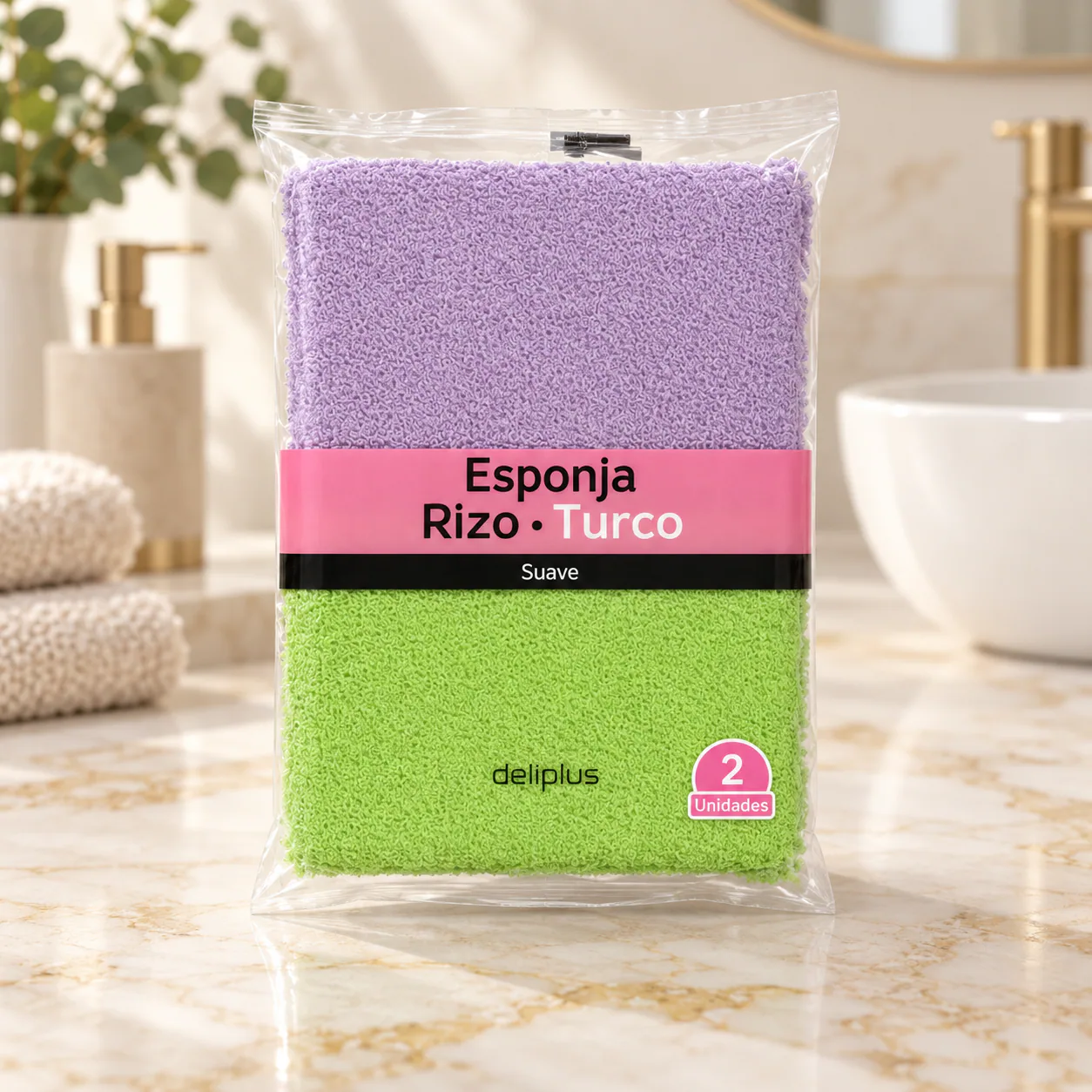 Éponges de bain en tissu bouclé Deliplus