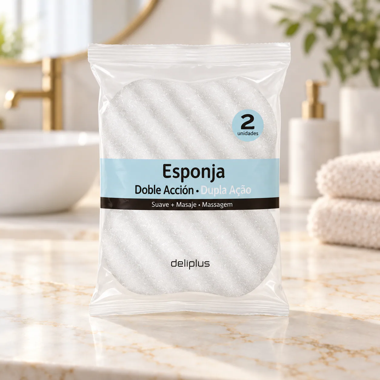 Éponge de bain double action massage doux Deliplus