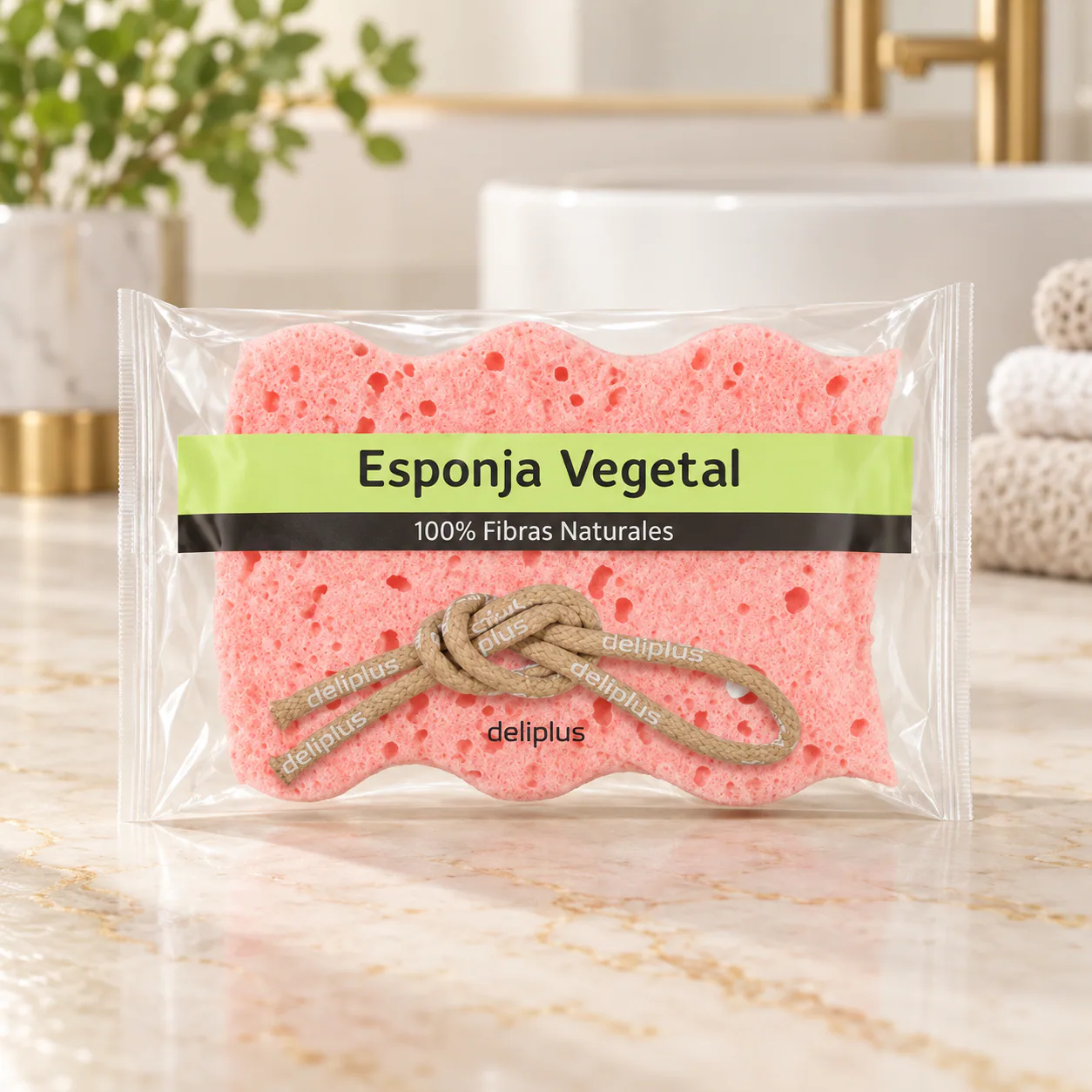 Éponge de bain végétale en fibres naturelles Deliplus