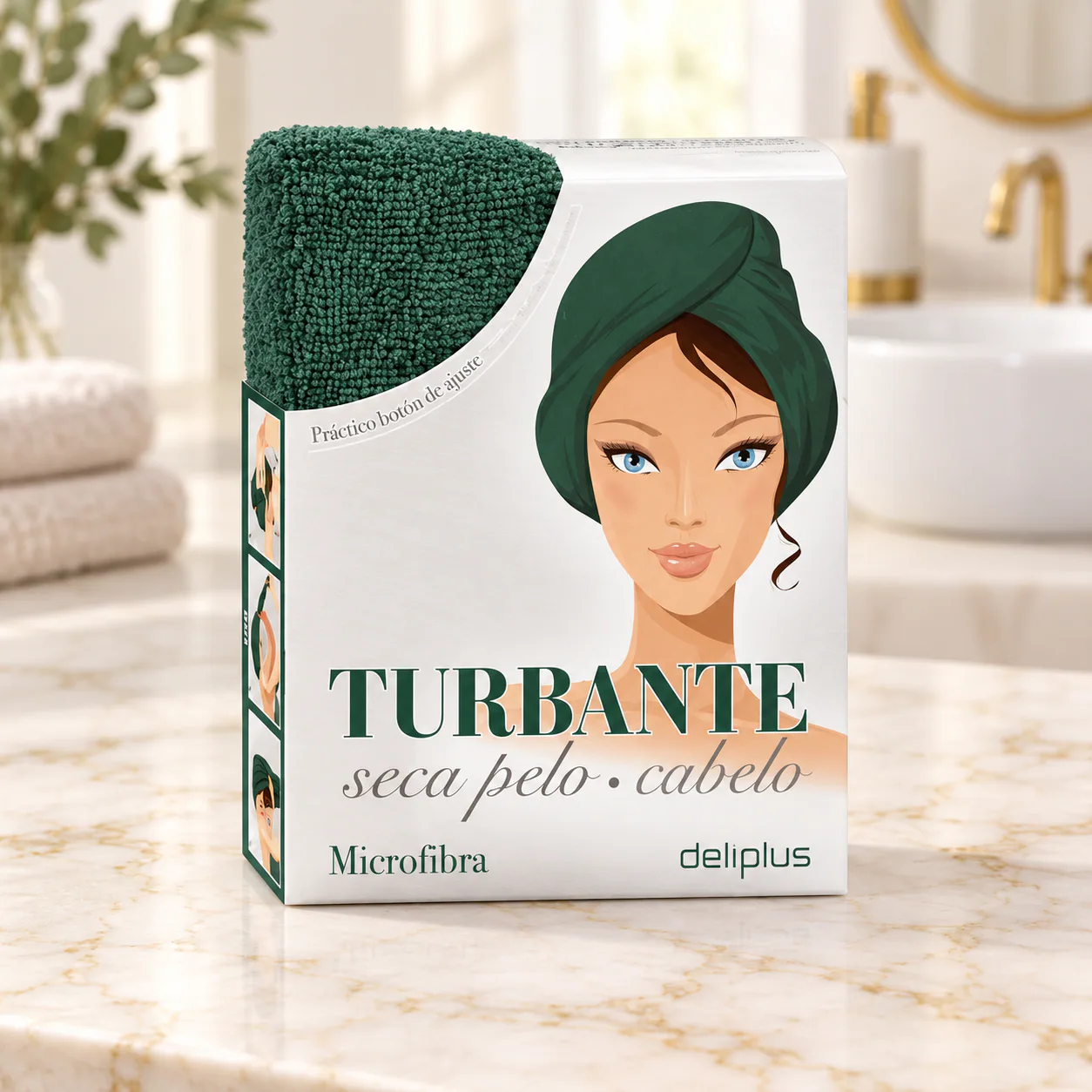 Serviette turban en microfibre Deliplus