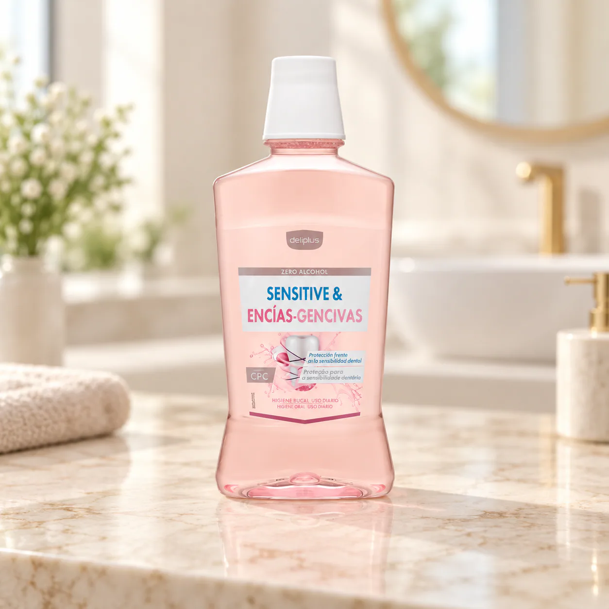 Bain de bouche Sensitive & Gencives sans alcool Deliplus