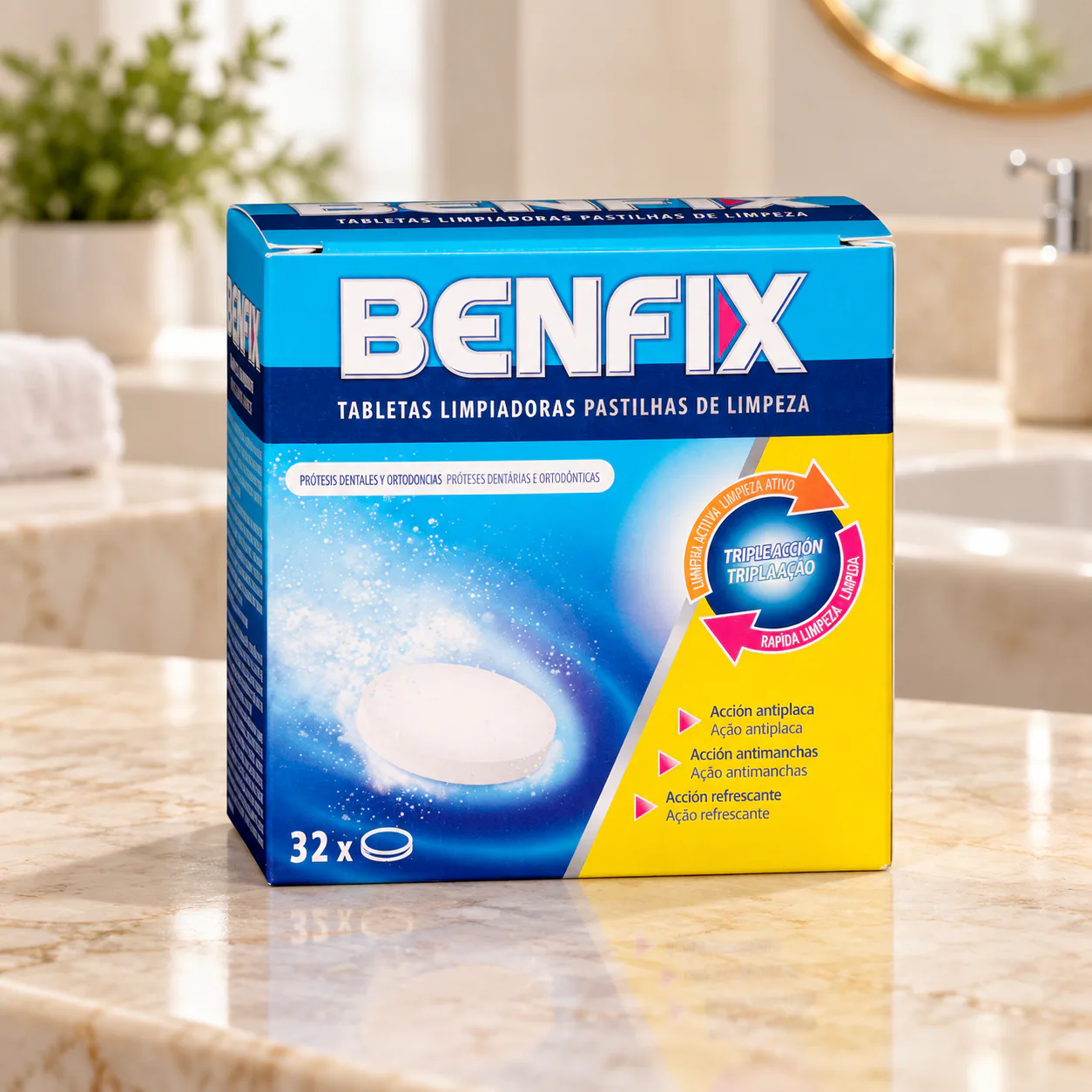 Comprimés nettoyants pour prothèses dentaires et appareils orthodontiques Benfix