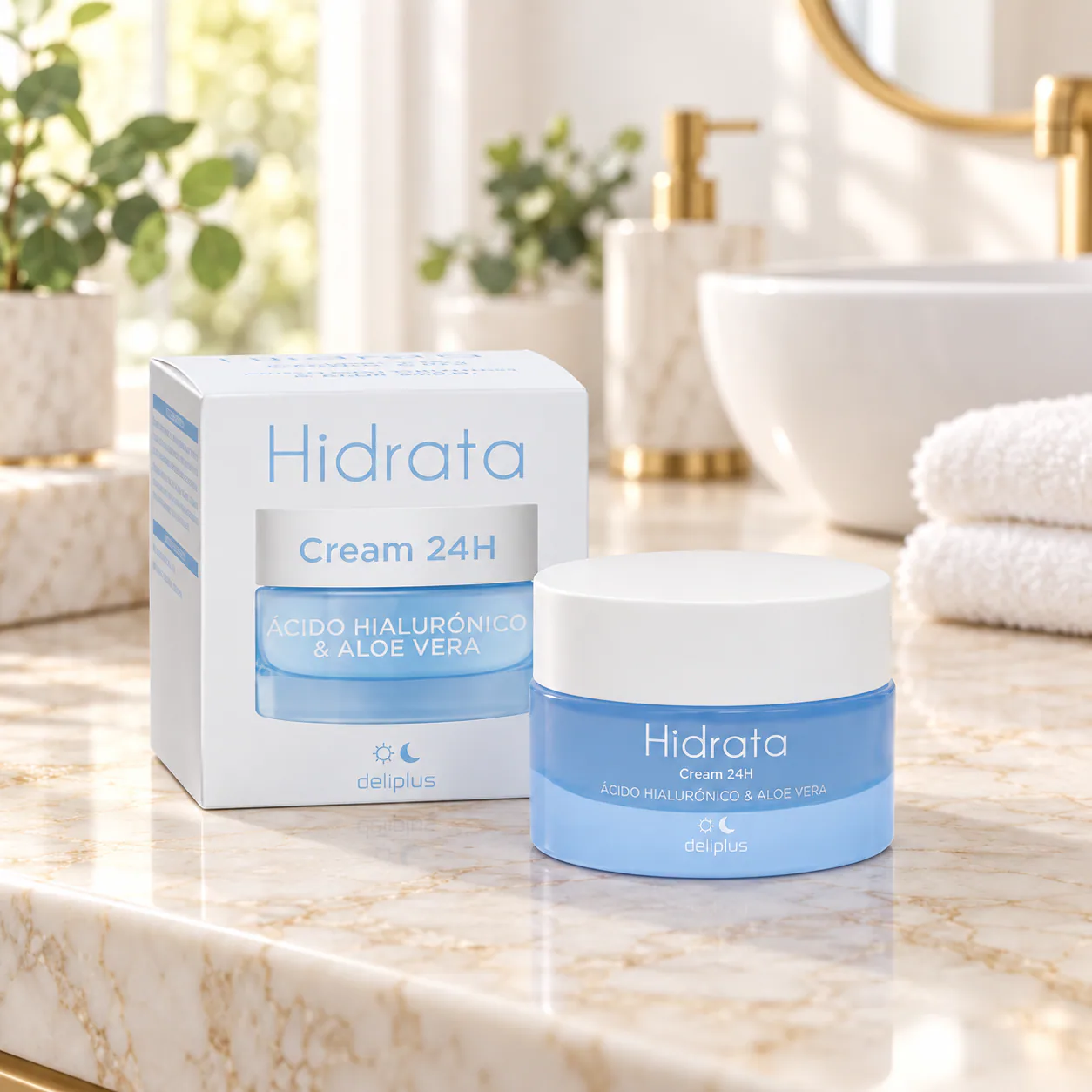 Crème visage à l’acide hyaluronique et à l’aloe vera Hidrata Deliplus