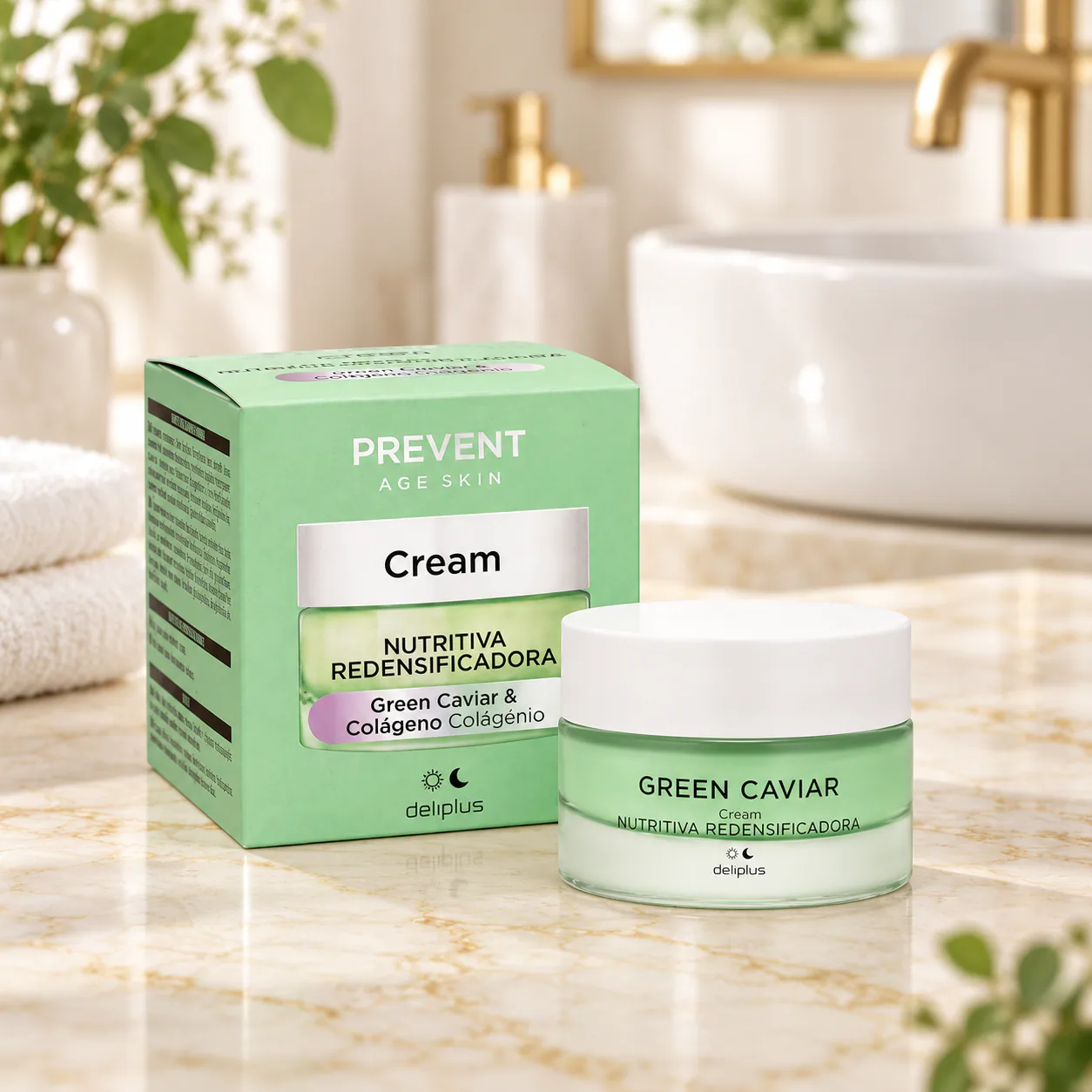 Crème visage nutritive au caviar vert et collagène Prevent Age Skin Deliplus