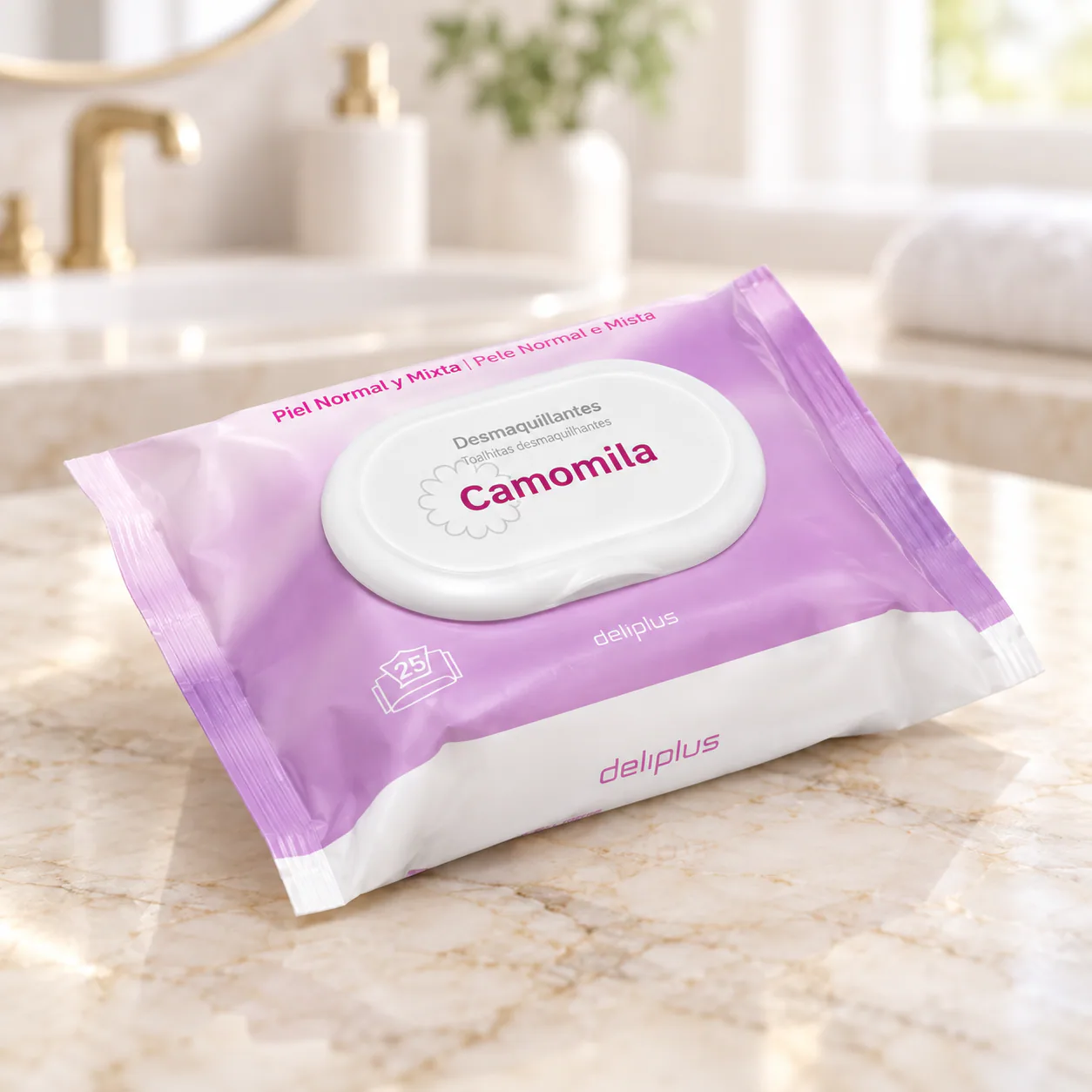 Lingettes démaquillantes à la camomille peaux normales à mixtes Deliplus